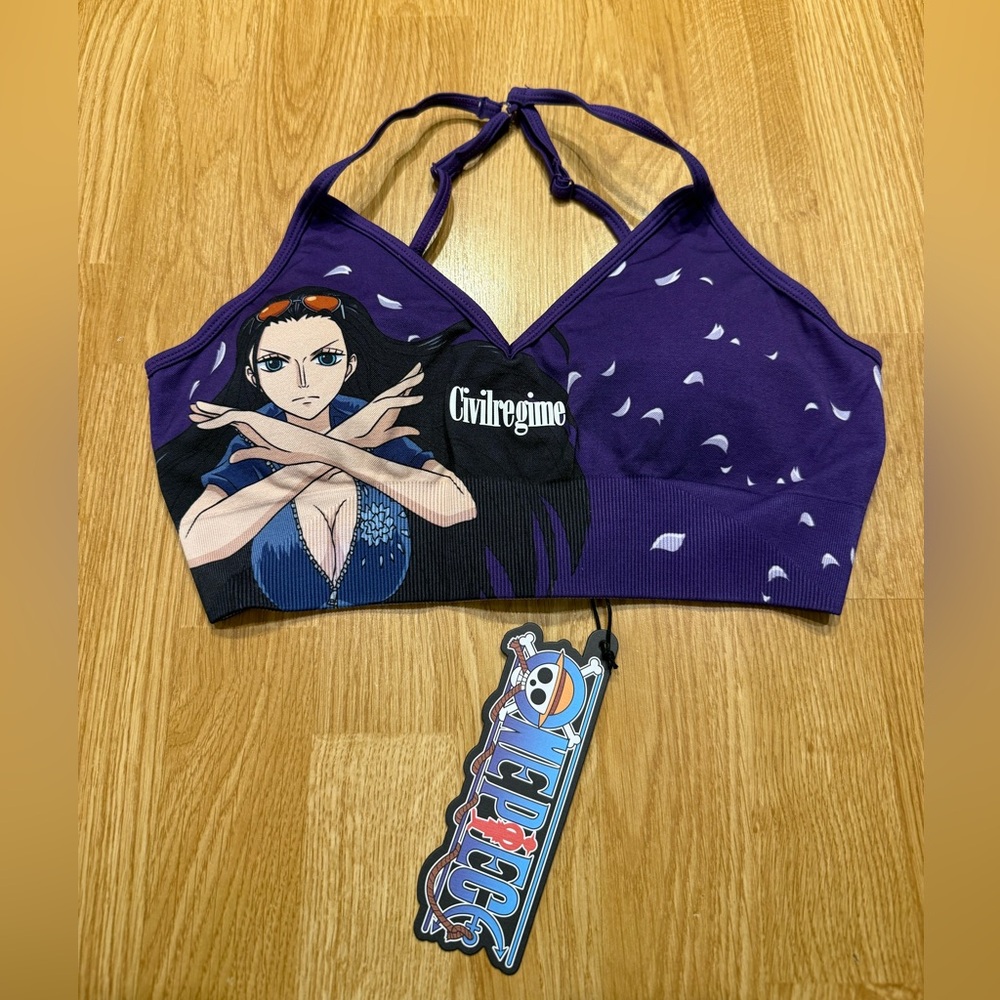 Civil Regime One Piece Robin Seamless Sports Bra Purple Anime Collab NWT